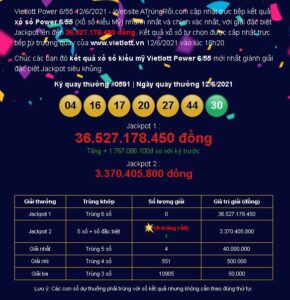 Tin trúng số Vietlott Power 6/55 mới nhất ngày 12/6/2021