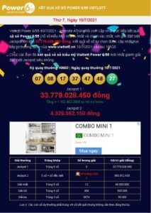 Tin trúng số Vietlott Power 6/55 ngày 10/7/2021 mới nhất