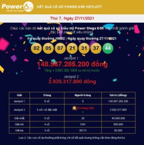 Tin trúng số Vietlott Power 6/55 ngày 27/11/2021 mới nhất>