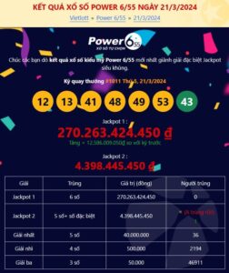 Jackpot 2 của XS Vietlott Power 21/3/2024 liên tục trúng thưởng lần thứ 3 liên tiếp